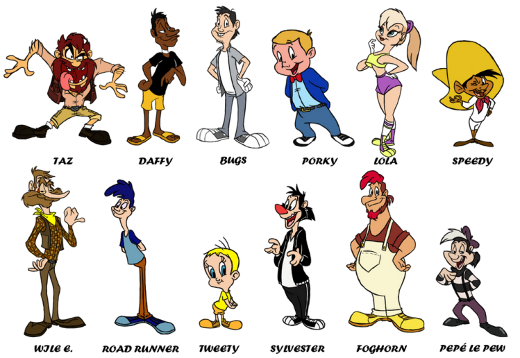Looney Tunes cartoon characters as humans