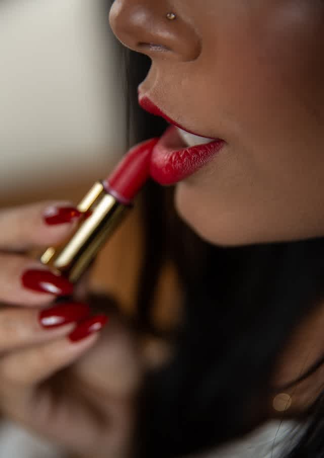 red lipstick lips woman mouth make up