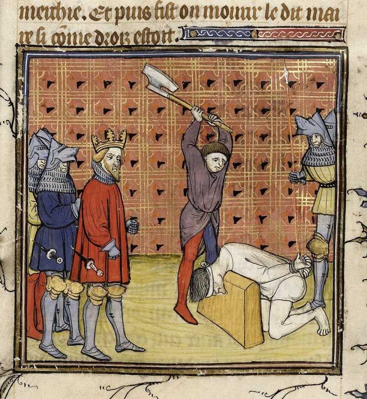 Charles the Bad King of Navarre executing people beheading