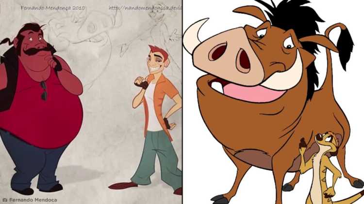 Cartoon Characters As Humans Lion King Timon and Pumbaa