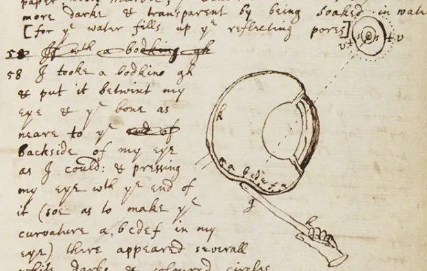 Isaac Newton manuscripts eye needle self experiment