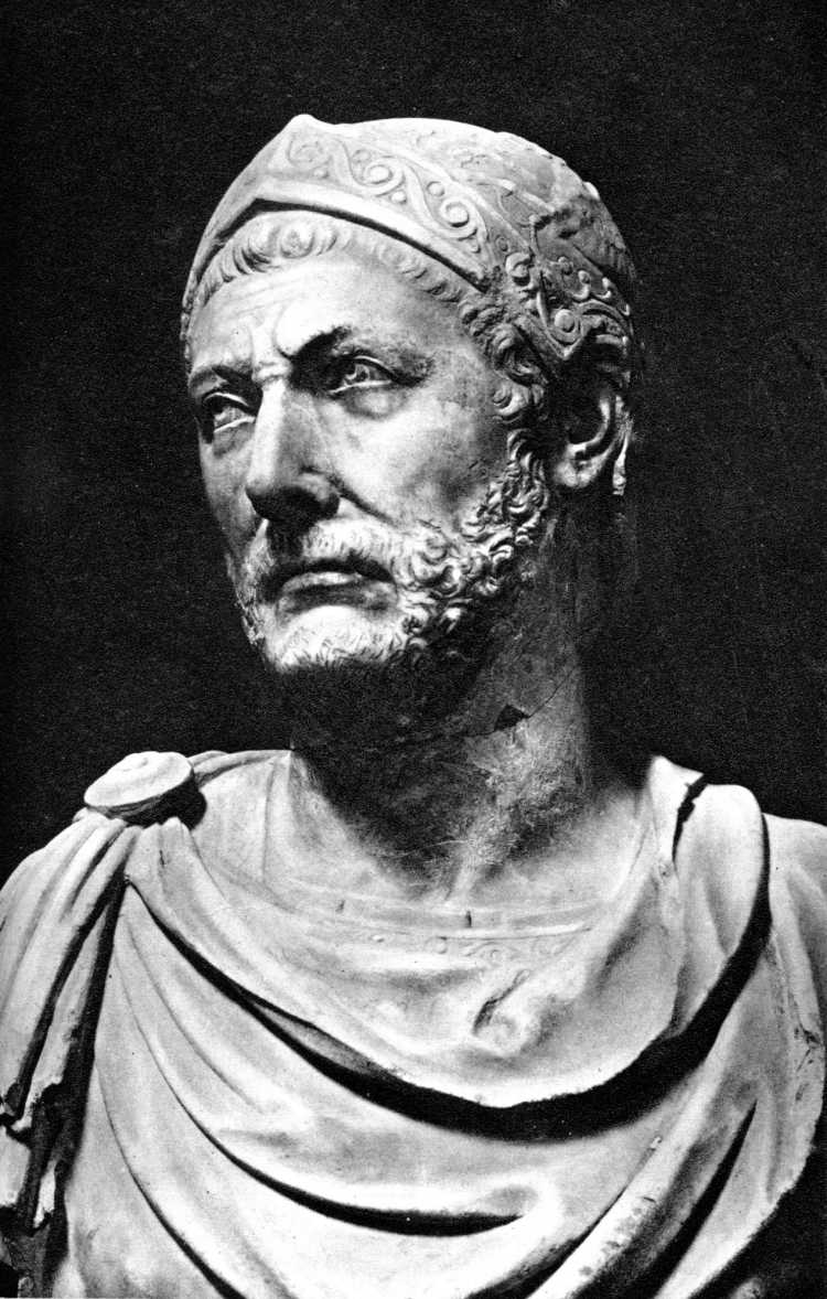 A marble bust of Hannibal Barca