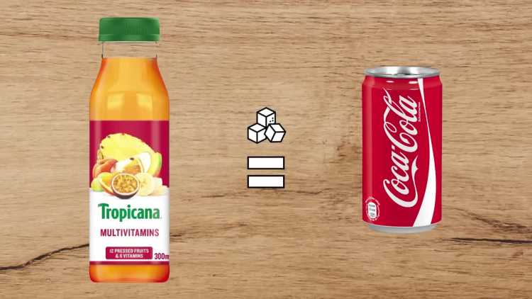sugar content tropicana vs coke