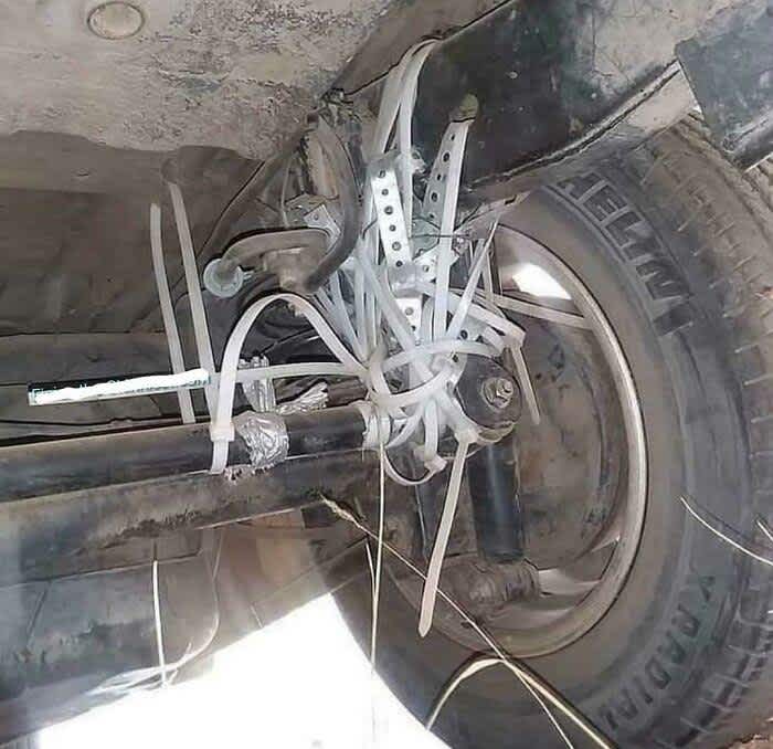 zip tying tire