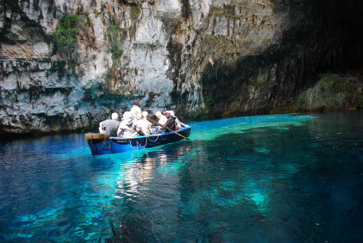 melissani lake greece crystal clear water