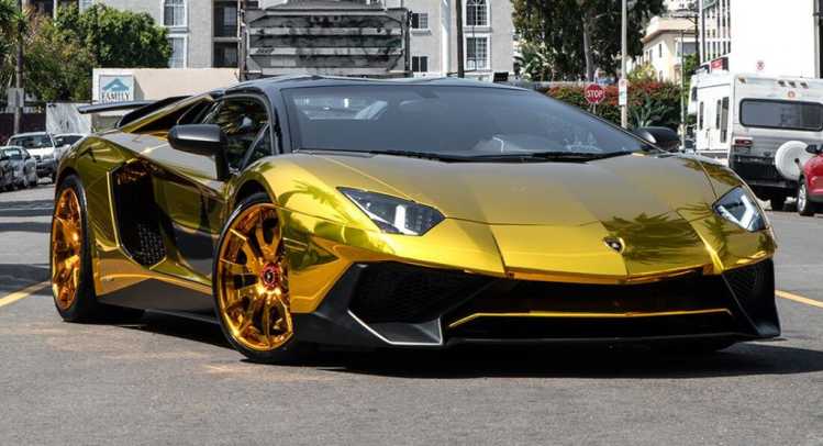 Chris Brown Gold Lamborghini Aventador