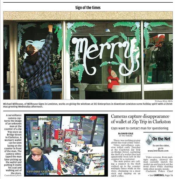 Front page news Lewiston Tribune One in a Million Coincidences purse thief