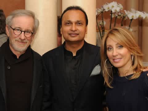 Anil Ambani with Steven Spielberg in 2013 in Los Angeles