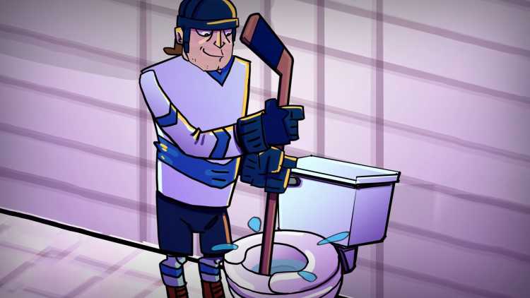 gardner hockey stick in toilet