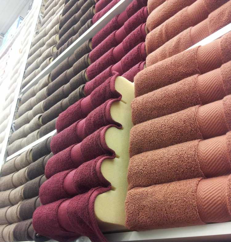 Towel Displays facade in store