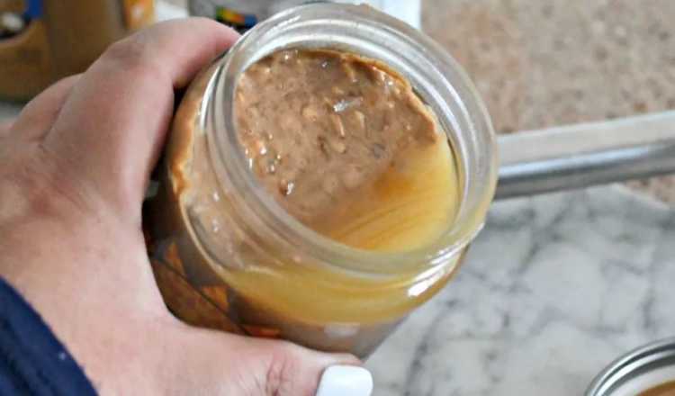 natural Peanut Butter oil separation in top