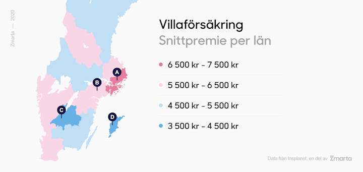 zmarta-snittpremie-villa villaförsäkring snittpremie per län