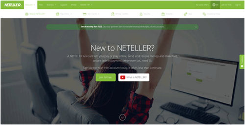 Screenshot of Neteller Digital Wallet Website