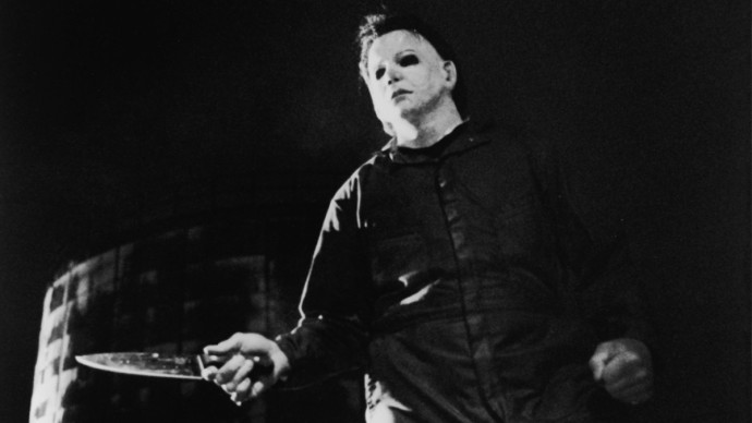 Black and White photo of Michael Myers from Halloween