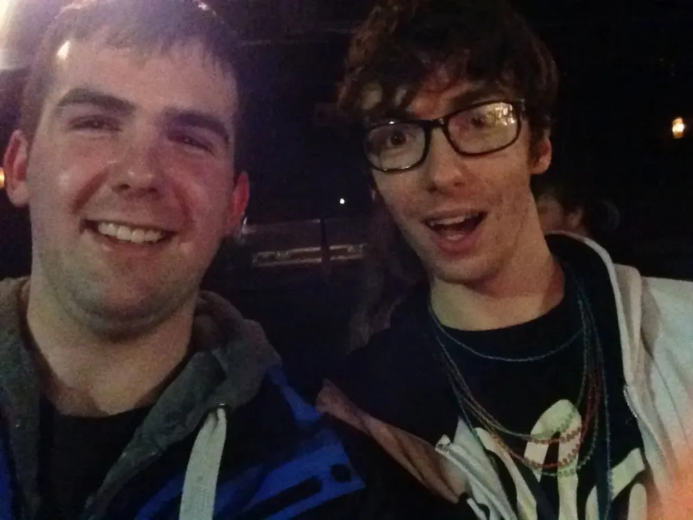 Our founder craig and his friend ducky, standing int he crowd at a Matt and Kim concert.