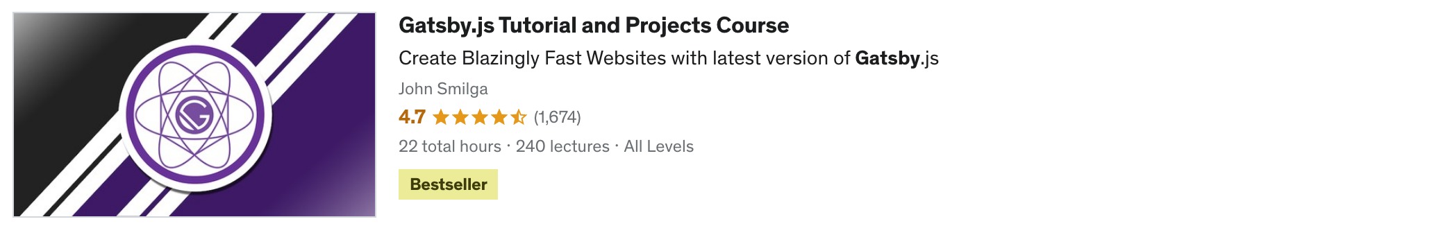 Gatsby.js Tutorial and Projects Course