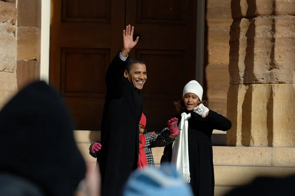Candidate Obama with daughters