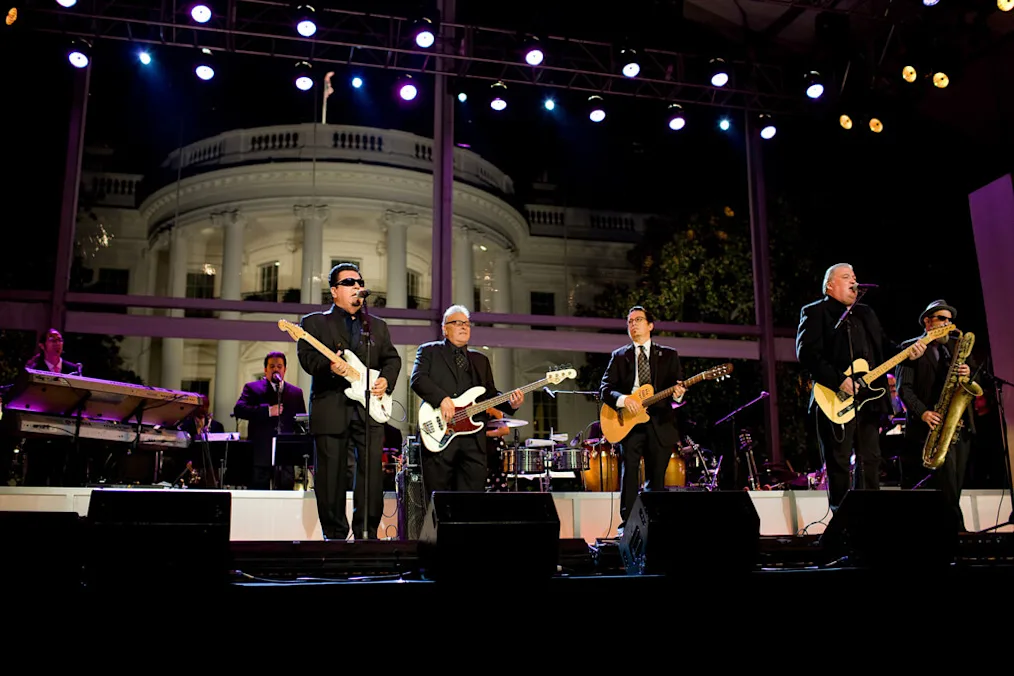 Chicano rock band Los Lobos performs