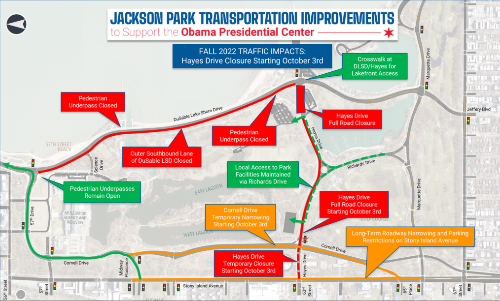 A map of Jackson Park Transportaion Improvements