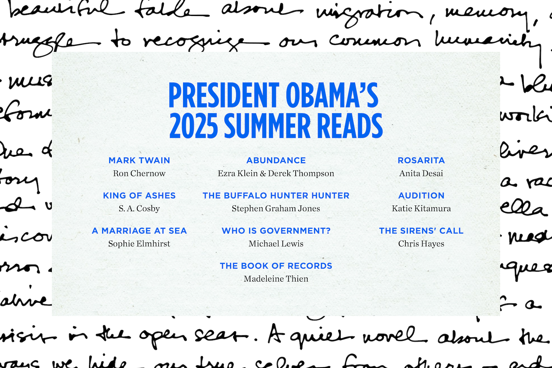 It's time for one of our favorite traditions: President Obama's 2025 list of top summer picks! Explore the literature that resonated with President Obama this season.