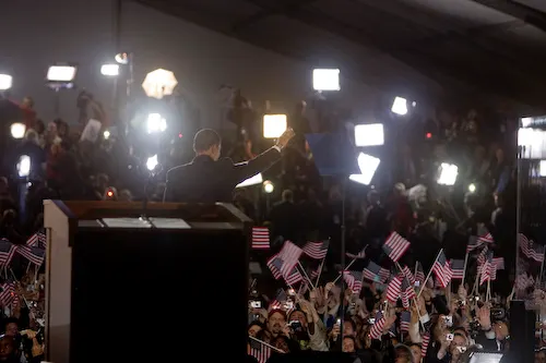 Barack Obama and his family on election night
