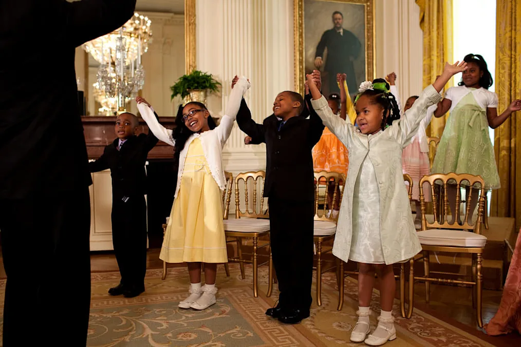 The Mount Ennon Baptist Church Children's Chorus, from Clinton, Md., perform at an Easter Prayer