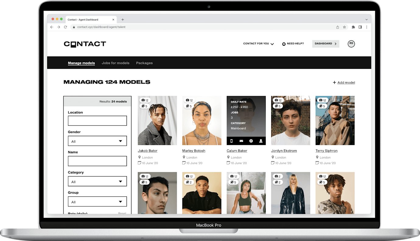 Modelling agency booking platform: efficiently manage your talent pool with Contact