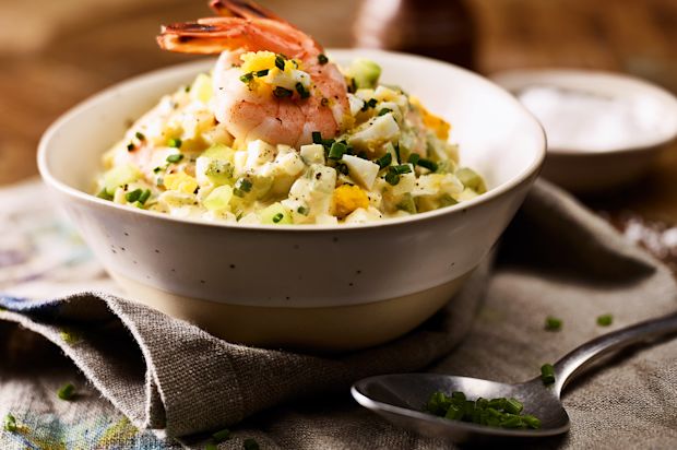 Eiersalat mit Crevetten