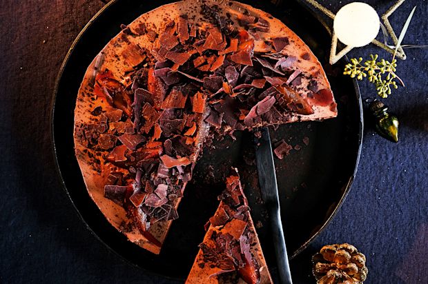Schokoladen-Tarte mit Zwetschgen