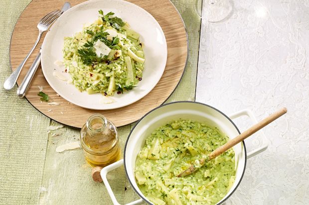 «Grüner» Petersilienwurzel-Risotto