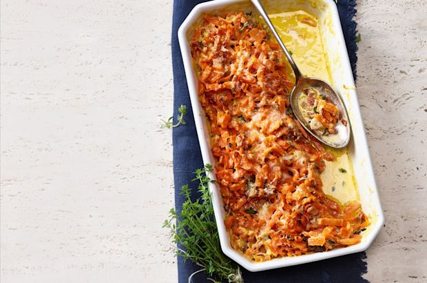 Rüebligratin mit Speckrahm