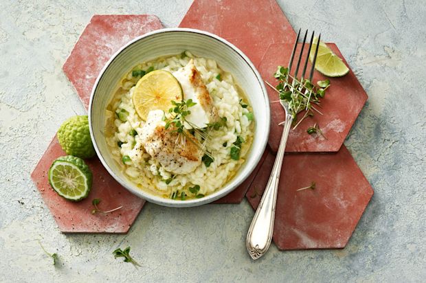 Limetten-Risotto mit Seeteufel