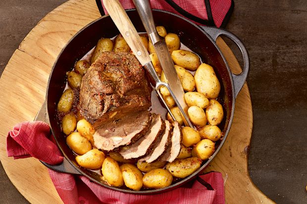 Pikant gewürzter Rindsschmorbraten mit Mandeln