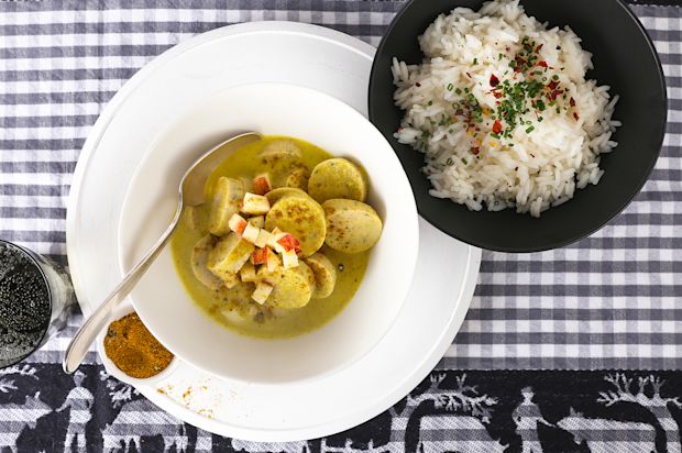Weisswürstchen an Currysauce