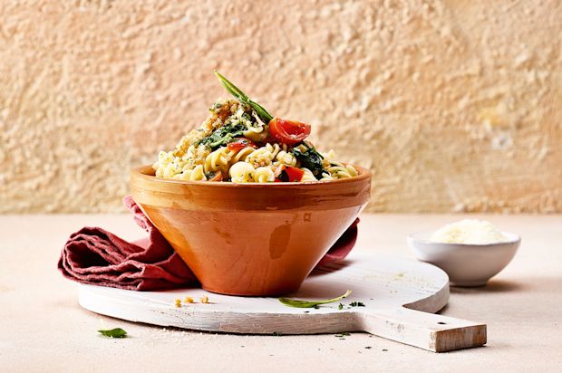 Spinat-Fusilli an Zucchettisauce