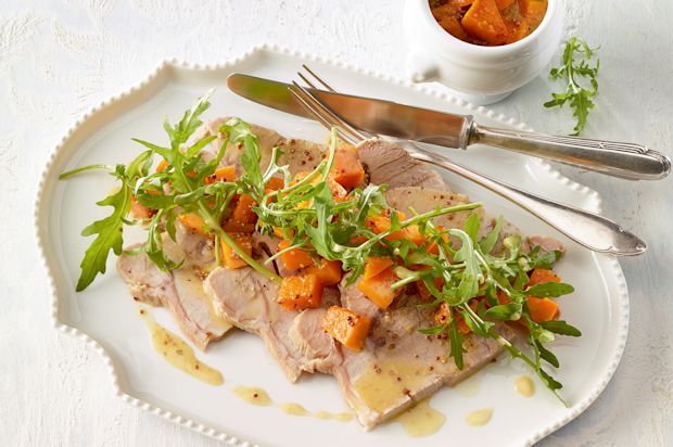Kalbssiedfleisch mit lauwarmem Kürbissalat