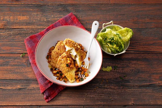 Fisch mit Parmesankruste auf Tomaten-Zucchetti