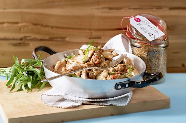 Buchweizen mit Pouletstreifen und Estragon