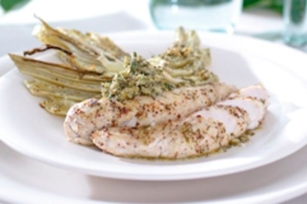 Kaninchenfilets auf Fenchel mit Olivenpaste