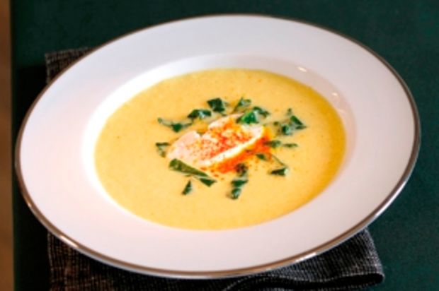 Sauerkrautsuppe mit Safran und Poulet