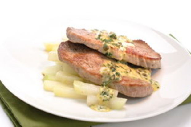 Kalbsschnitzel an Pfeffer-Zitronen-Sauce