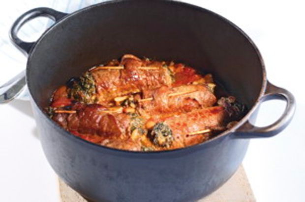 Rindfleischröllchen mit Spinatfüllung