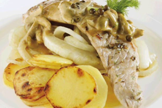 Kalbsschnitzel mit Fenchel und Oliven