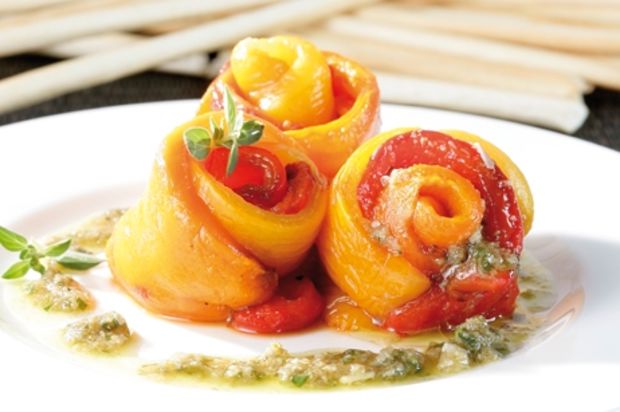 Dreifarbiges Peperoni-Antipasto