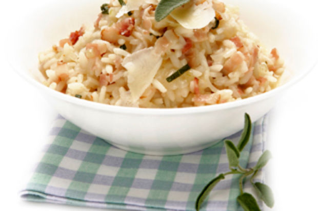 Schalottenrisotto mit Speck und Salbei