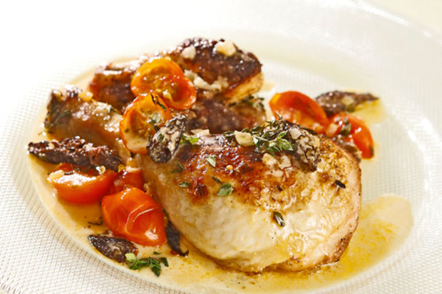 Poularde in Morchel-Cherrytomaten-Rahm