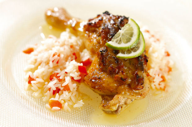 Pouletschenkel mit Curry-Bananen-Glasur