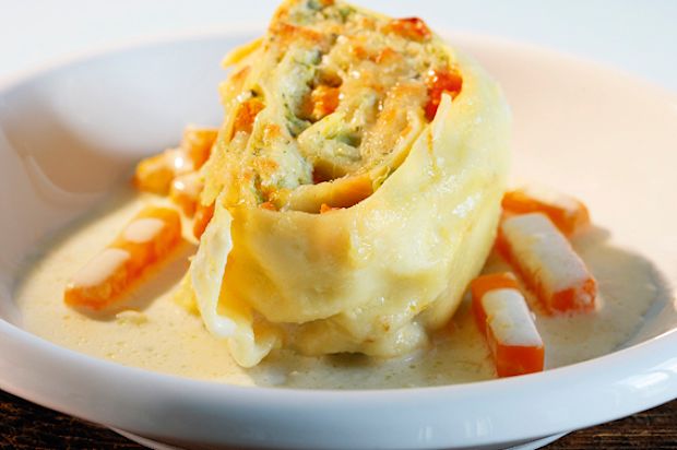 Teigwarenschnecken mit Gemüse und Gruyère