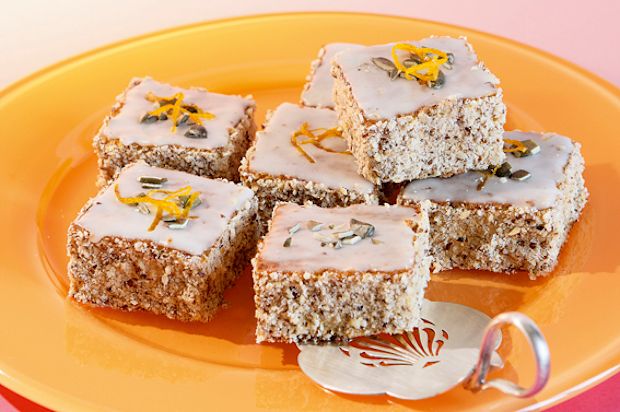 Kürbiswürfel mit Kaffeecreme