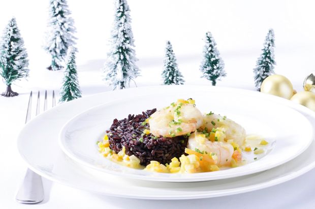 Riso Venere an Prosecco-Sauce